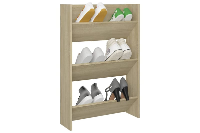 Veggskoskap sonoma eik 60x18x90 cm sponplate - Brun - Oppbevaring - Skooppbevaring