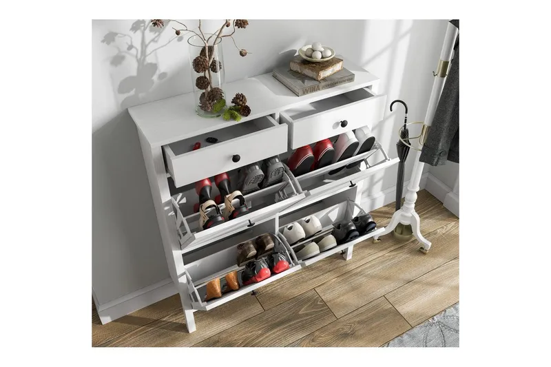 Veylin Skoskap 101 cm - Natur/Hvit - Oppbevaring - Skooppbevaring