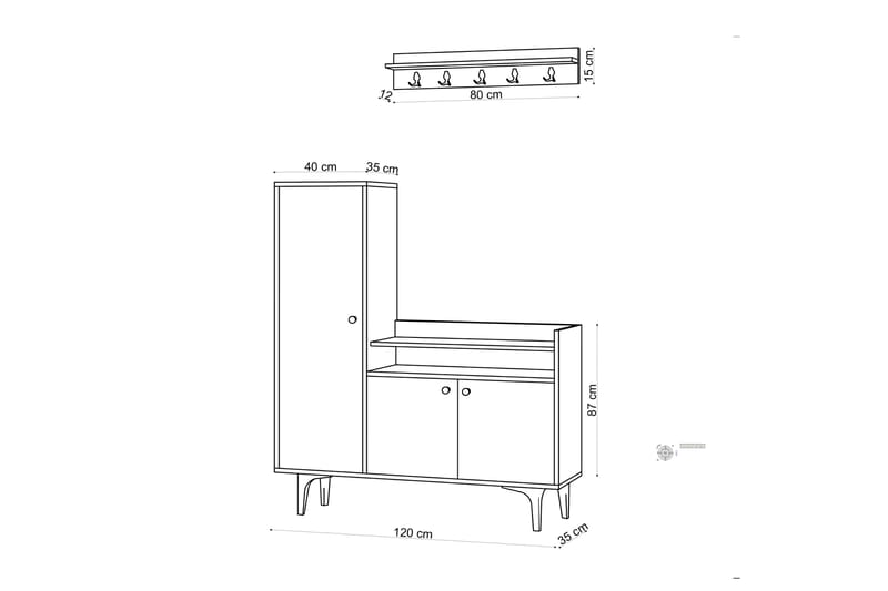 Ysabell Skoskap 120x35 cm - Natur - Oppbevaring - Skooppbevaring - Skoskap