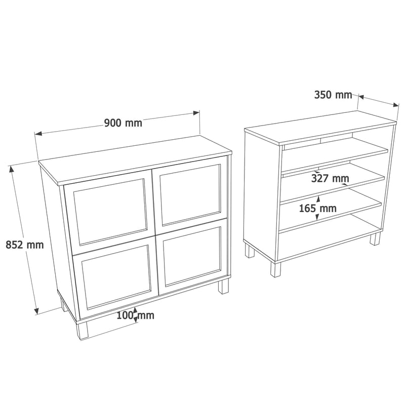 Skoskap Hanah Home Dune (90 x 85,2 x 35 cm) Eik - Eik - Oppbevaring - Gangoppbevaring