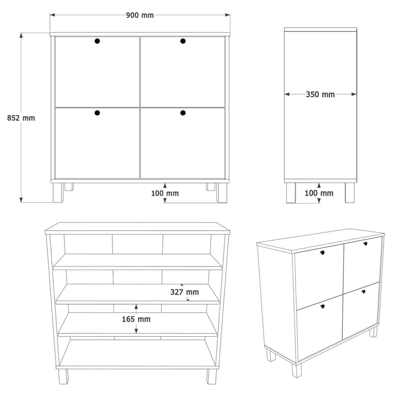 Skoskap Hanah Home Nord (90 x 85,2 x 35 cm) White Oak - Hvit eik - Oppbevaring - Gangoppbevaring