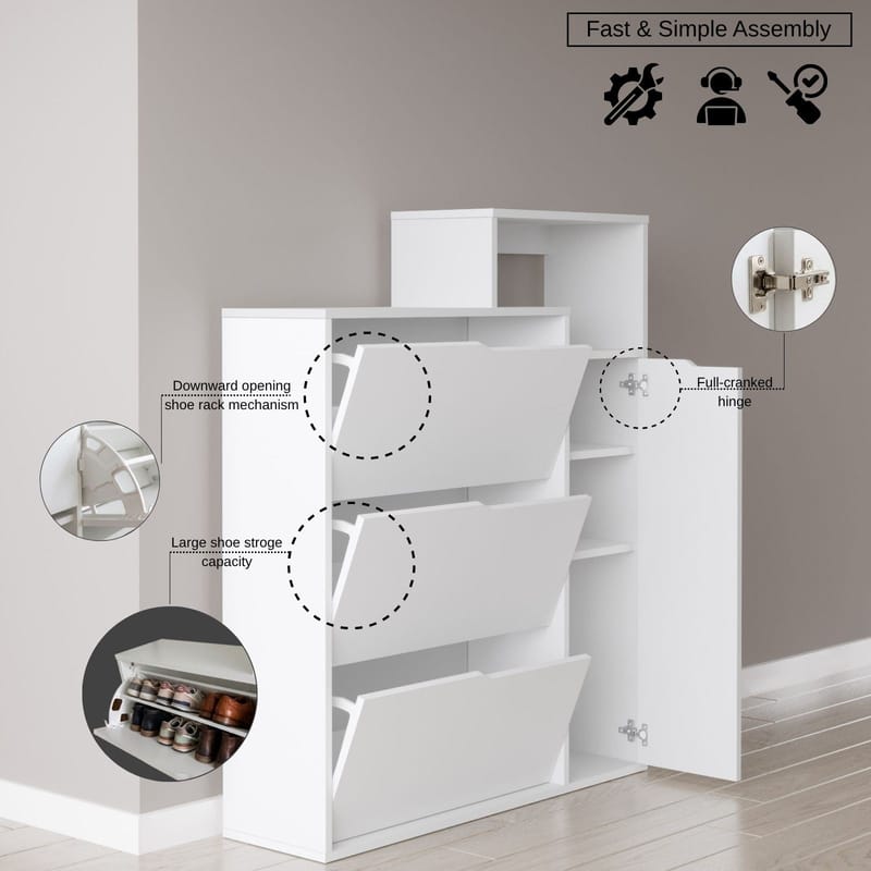 Skoskap Homitis Icono (108 x 130,6 x 30 cm) Hvit - Oppbevaring - Gangoppbevaring