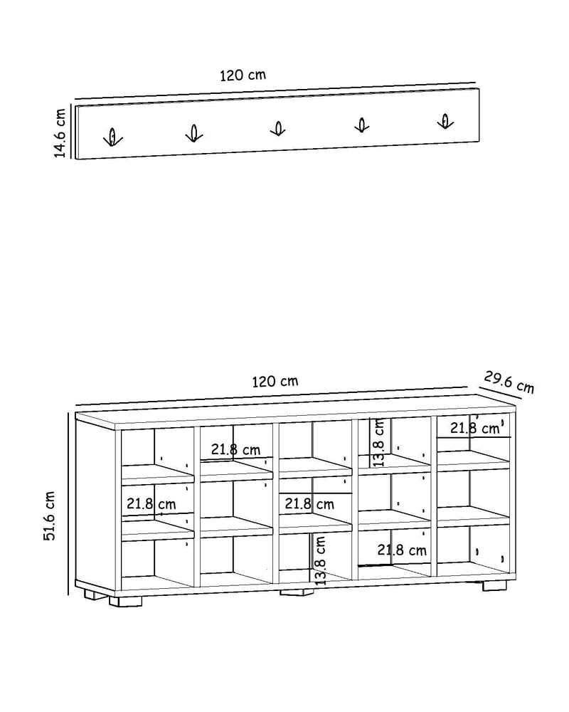 Skoskap Homitis Talu (120 x 51,6 x 29,6 cm) Valnøtt - Oppbevaring - Gangoppbevaring