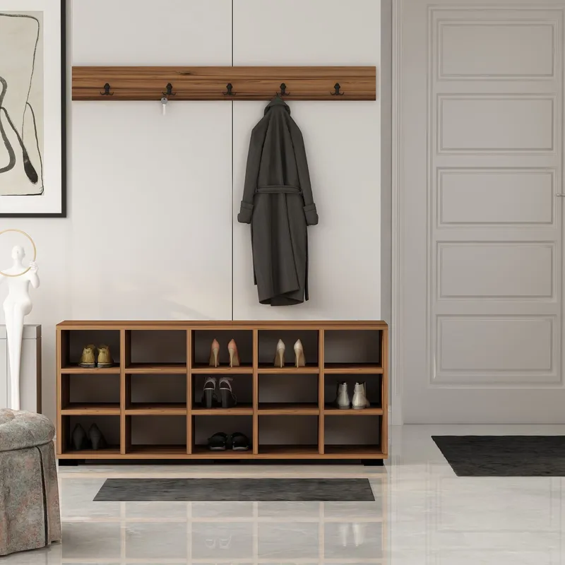 Skoskap Homitis Talu (120 x 51,6 x 29,6 cm) Valnøtt - Oppbevaring - Gangoppbevaring