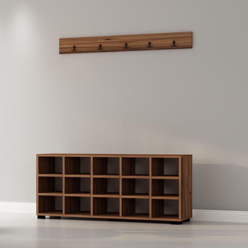 Skoskap Homitis Talu (120 x 51,6 x 29,6 cm) Valnøtt - Oppbevaring - Gangoppbevaring