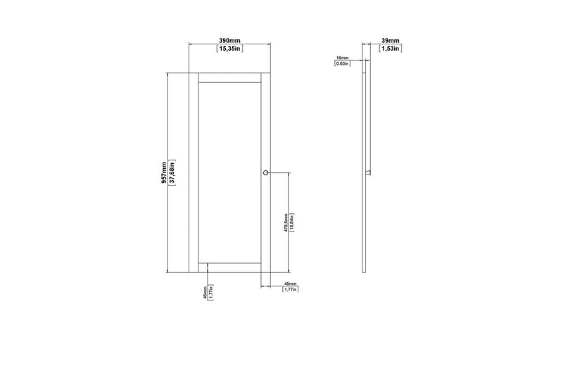 Trysil Dør til Bokhylle 39x95,7 cm - Hvit - Oppbevaring - Hyller