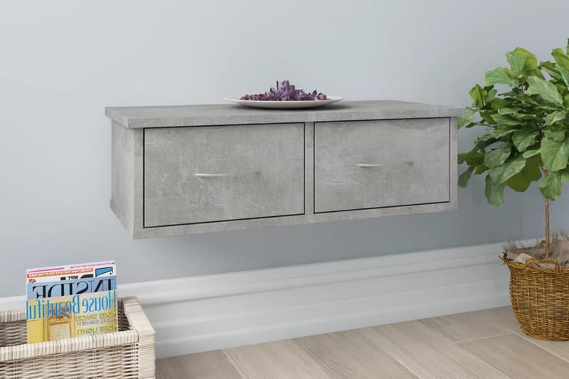 Veggskuff betonggrå 60x26x18,5 cm sponplate - Grå - Oppbevaring - Vegghengt oppbevaring
