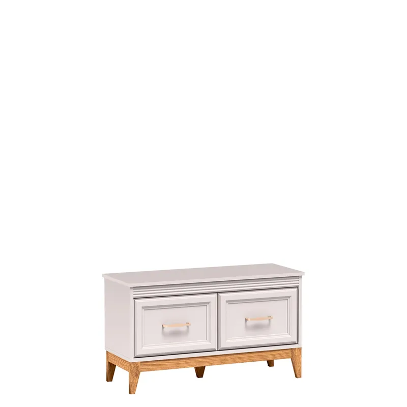 Zeylor Skoskap 92 cm, beige med natureik og gull- og kobberdetaljer