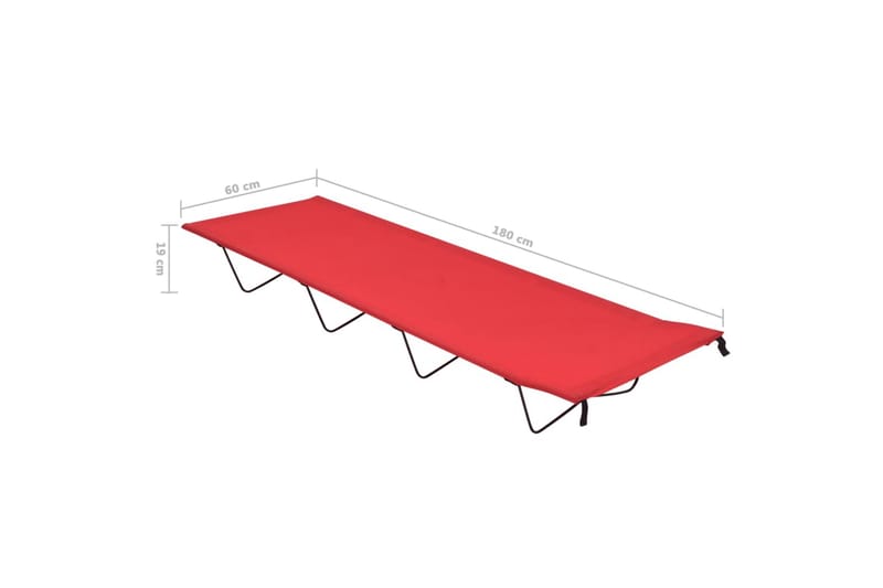 Campingseng 180x60x19 cm oxfordstoff og stål rød - Rød - Sport & fritid - Camping & vandring - Campingmøbler