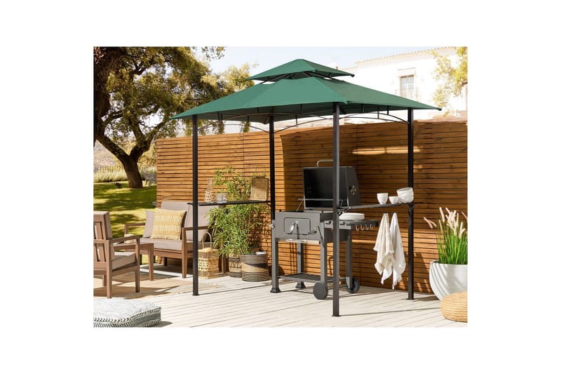 Lusthus Beliani Naro Beige/svart Green||Black - Hagemøbler - Solbeskyttelse - Paviljonger - Paviljong med tak