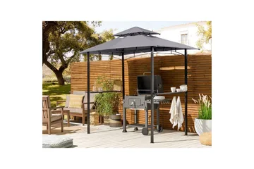 Lusthus Beliani Naro Beige/svart Grey||Black - Hagemøbler - Solbeskyttelse - Paviljonger - Paviljong med tak