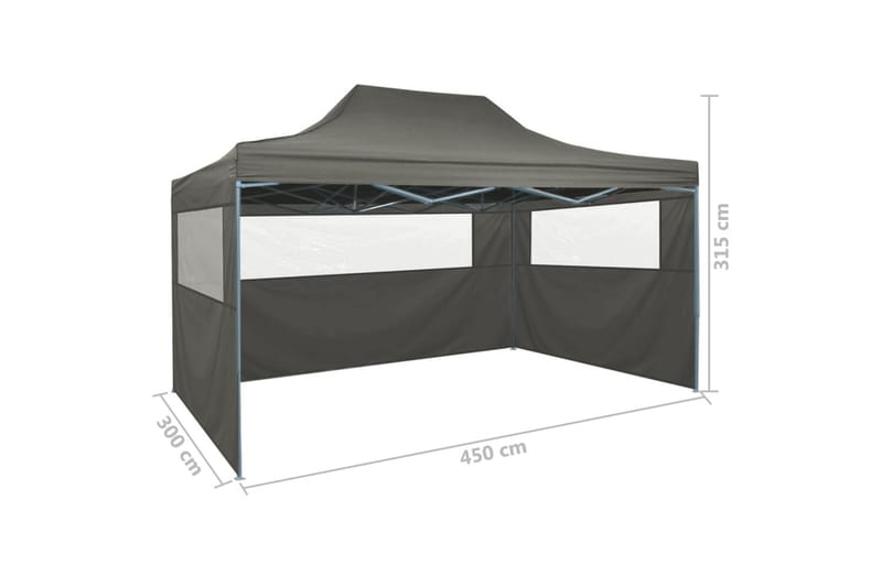 Sammenleggbart telt med 3 vegger 3x4,5 m antrasitt - Telt