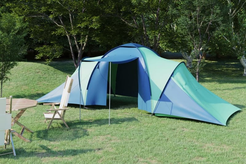 Campingtelt 6 personer blå og grønn - Blå - Sport & fritid - Camping & vandring - Telt