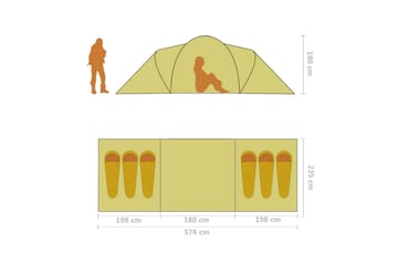 Campingtelt 6 personer blå og gul - Blå - Sport & fritid - Camping & vandring - Telt