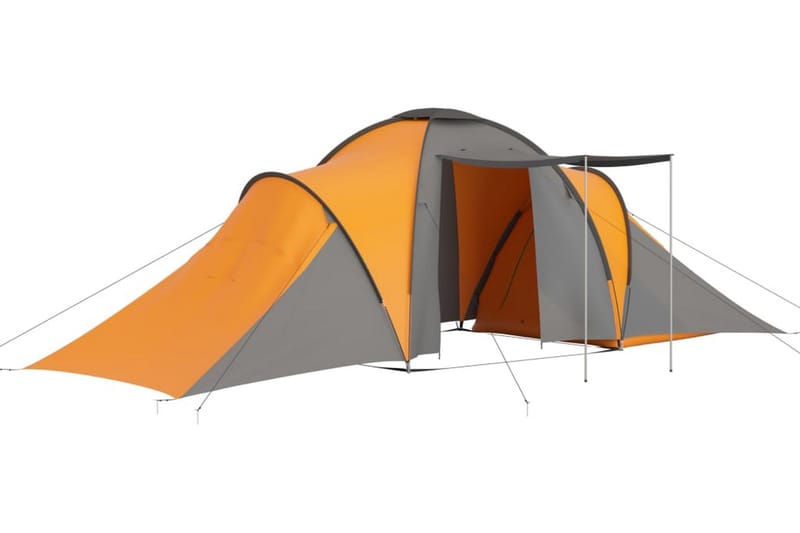 Campingtelt 6 personer grå og oransje - Grå - Sport & fritid - Camping & vandring - Telt
