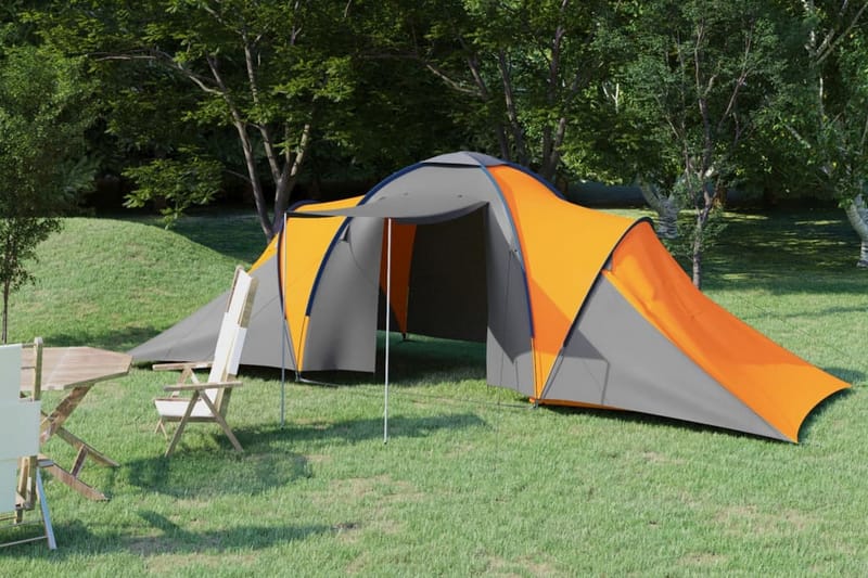 Campingtelt 6 personer grå og oransje - Grå - Sport & fritid - Camping & vandring - Telt