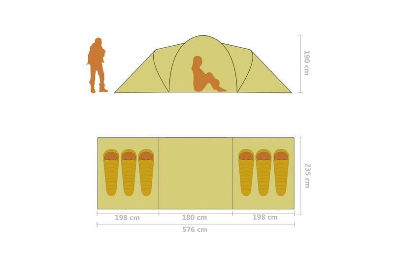 Campingtelt 6 personer grå og oransje - Grå - Sport & fritid - Camping & vandring - Telt