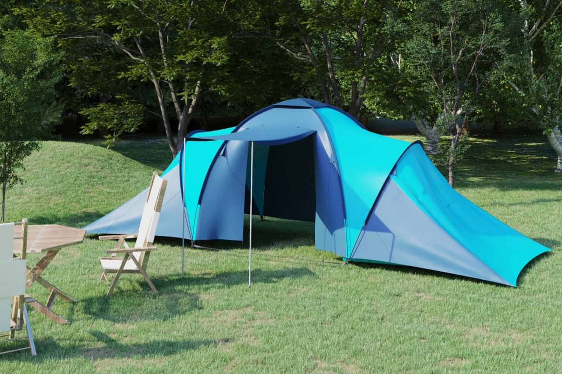 Campingtelt 6 personer blå og lyseblå - Blå - Sport & fritid - Camping & vandring - Telt