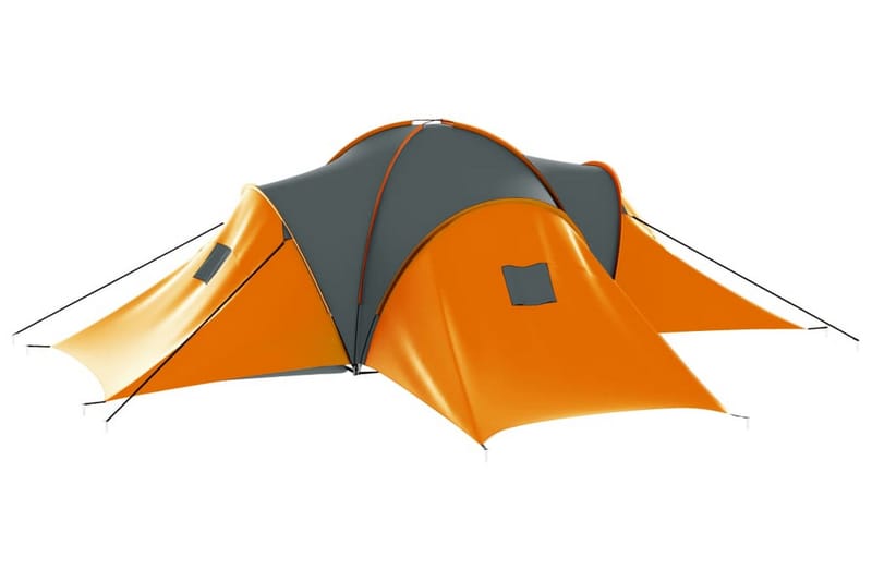 Campingtelt 9 personer stoff grå og oransje - Oransj - Campingtelt - Telt