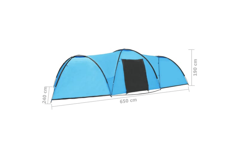 Campingtelt igloformet 650x240x190 cm for 8 personer blå - Blå - Familietelt - Telt
