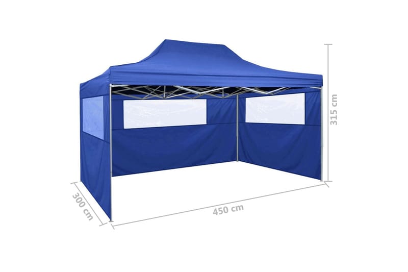 Sammenleggbart telt med 3 vegger 3x4,5 m blå - Sport & fritid - Camping & vandring - Telt