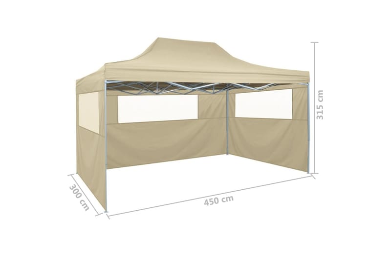 Sammenleggbart telt med 3 vegger 3x4,5 m kremhvit - Campingtelt - Telt