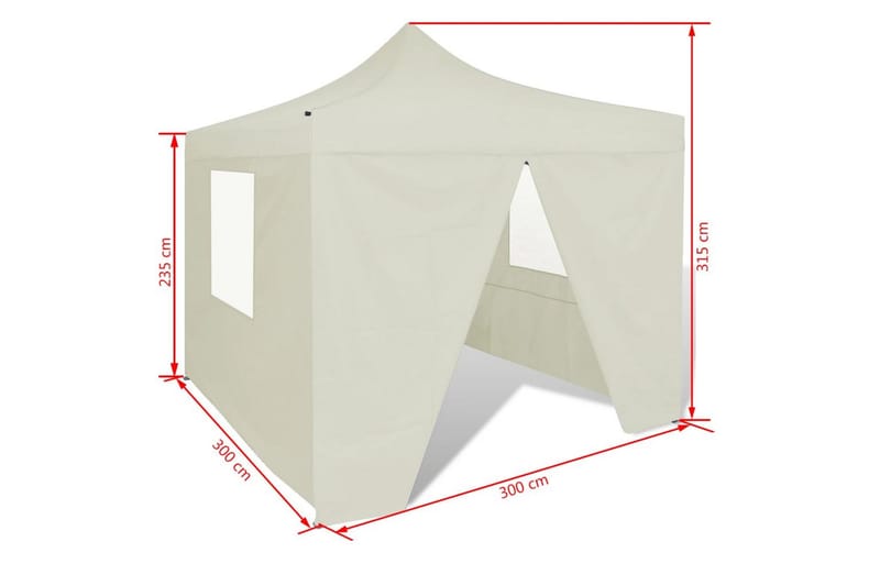 Sammenleggbart telt med 4 vegger 3 x 3 m kremhvit - Sport & fritid - Camping & vandring - Telt