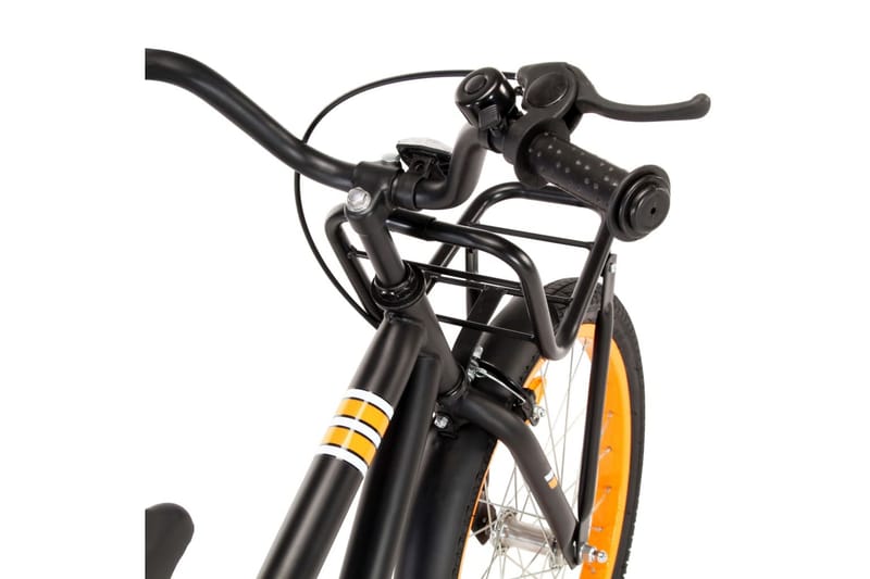 Barnesykkel med bagasjebrett foran 18 tommer svart & oransje - Barnesykkel & juniorsykkel