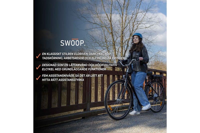 Swoop Elsykkel Classic, Dame 28 - Svart - Sport & fritid - Friluftsliv - Sykler