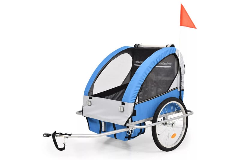 2-i-1 sykkelvogn & barnevogn blå og grå - Sykkeltilbehør