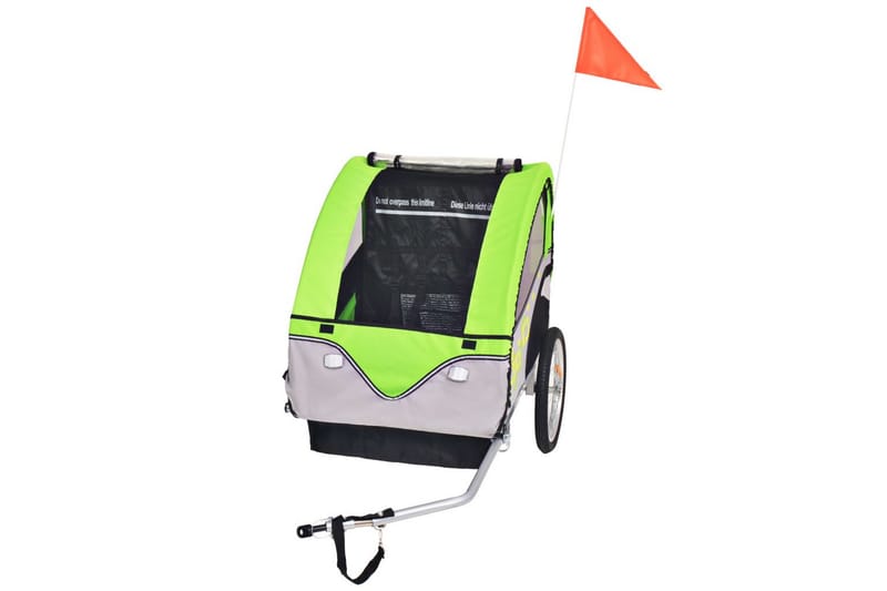 Sykkelvogn for barn grå og grønn 30 kg - Sport & fritid - Friluftsliv - Sykler