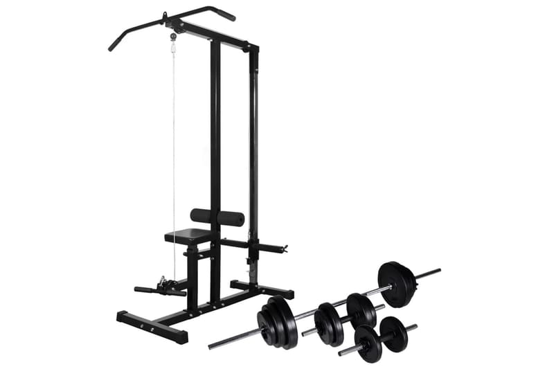 Treningstårn med vektstang- og manualsett 30,5 kg - Sport & fritid - Hjemmetrening - Vekter & vektstenger