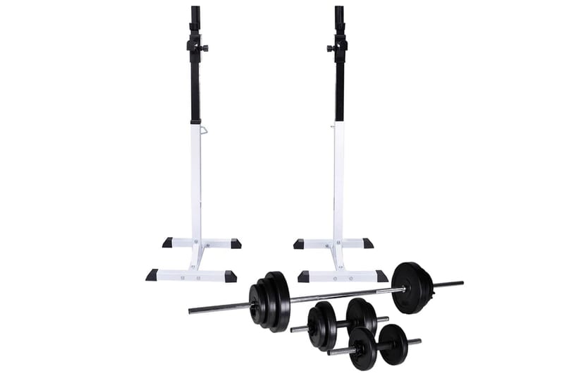 Knebøy vektstangstativ med vektstang- og manualsett 30,5 kg - Sport & fritid - Hjemmetrening - Treningsapparater - Multigym