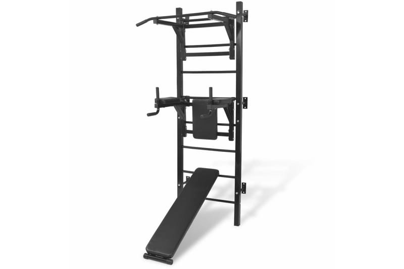 Veggmontert multifunksjonelt treningstårn svart - Svart - Sport & fritid - Hjemmetrening - Treningsapparater - Multigym
