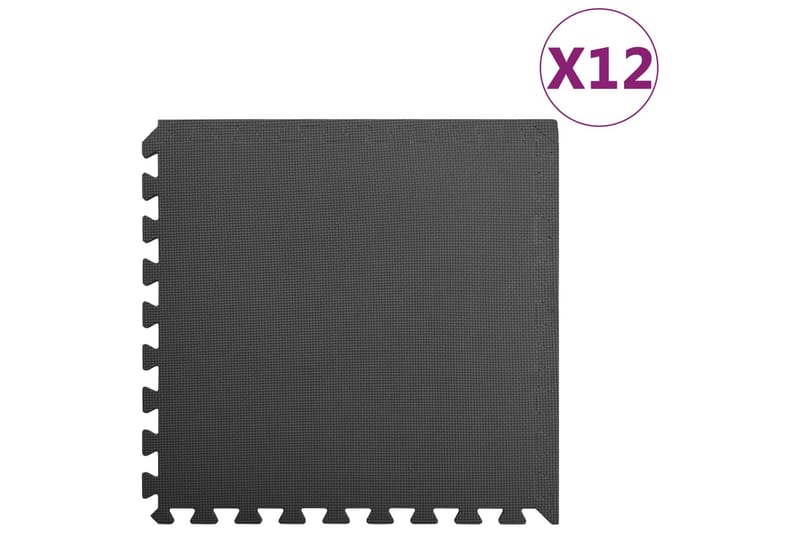 Gulvmatter 12 stk 4,32 ãŽ¡ EVA-skum svart - Sport & fritid - Hjemmetrening - Treningsutstyr - Treningsgulv & puslematte