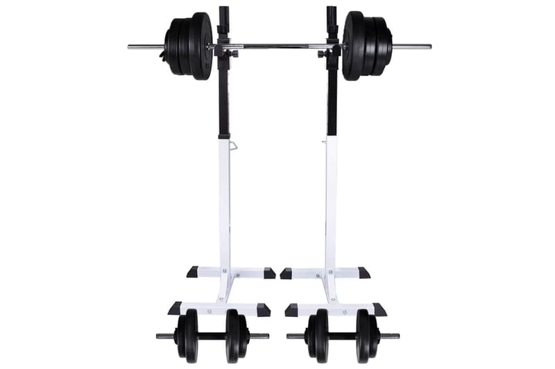 Knebøy vektstangstativ med vektstang- og manualsett 60,5 kg - Sport & fritid - Hjemmetrening - Treningsutstyr