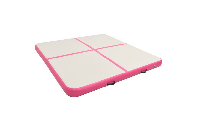 Oppblåsbar gymnastikkmatte med pumpe 200x200x20 cm PVC rosa - Treningsgulv & puslematte