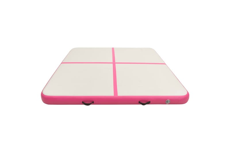 Oppblåsbar gymnastikkmatte med pumpe 200x200x20 cm PVC rosa - Treningsgulv & puslematte