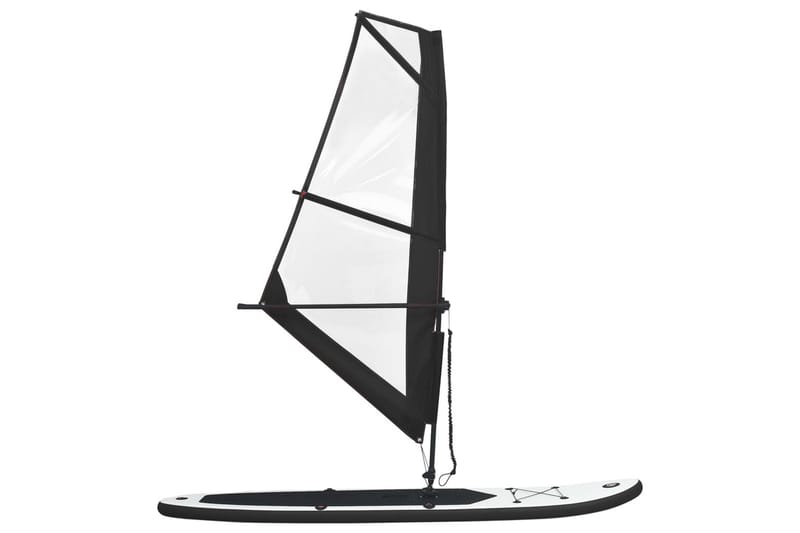 Oppblåsbart padlebrettsett med seil svart og hvit - Svart - Treningsgulv & puslematte