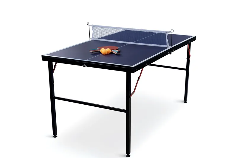 Sammenleggbart mini bordtennisbord inkl. nett, 2 racketer og baller 137x76 cm, Blå
