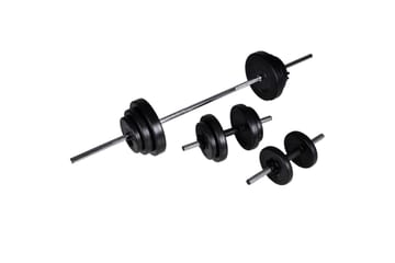 Justerbar situp-benk med vektstang og manualsett 30,5 kg - Sport & fritid - Hjemmetrening - Treningsutstyr - Treningsbenk & benkpress benk