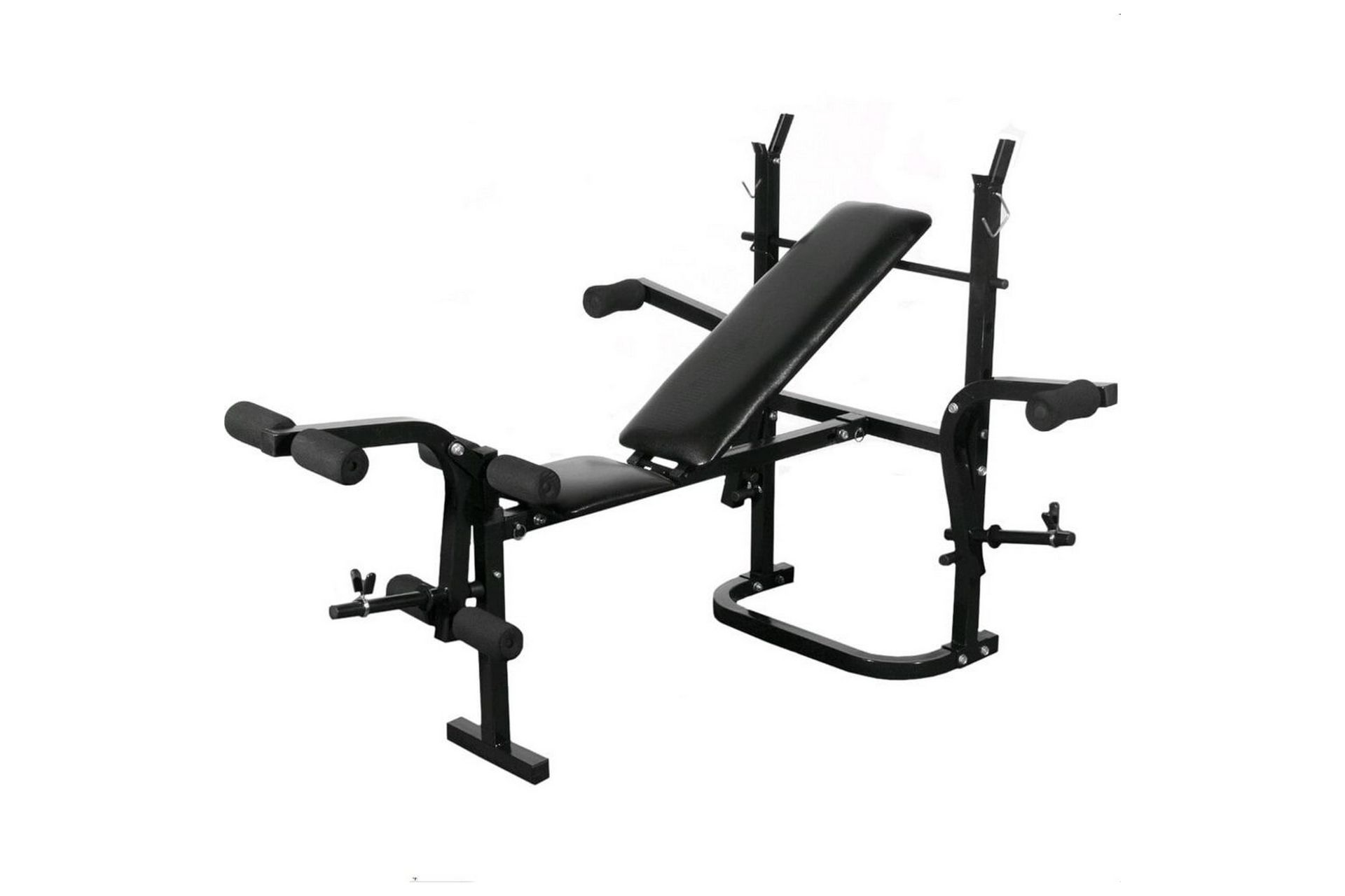Treningsbenk med manualer, vektløfterstang og vekter - Sport & fritid - Hjemmetrening - Treningsutstyr - Treningsbenk & benkpress benk