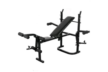 Treningsbenk med manualer, vektløfterstang og vekter - Sport & fritid - Hjemmetrening - Treningsutstyr - Treningsbenk & benkpress benk