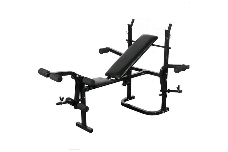 Treningsbenk med manualer, vektløfterstang og vekter - Sport & fritid - Hjemmetrening - Treningsutstyr - Treningsbenk & benkpress benk