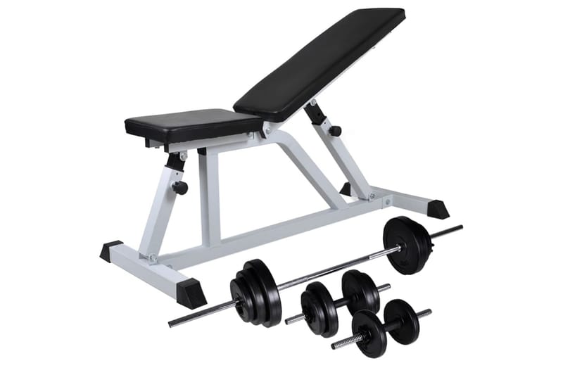Treningsbenk med vektstang og manualsett 30,5 kg - Sport & fritid - Hjemmetrening - Treningsutstyr - Treningsbenk & benkpress benk
