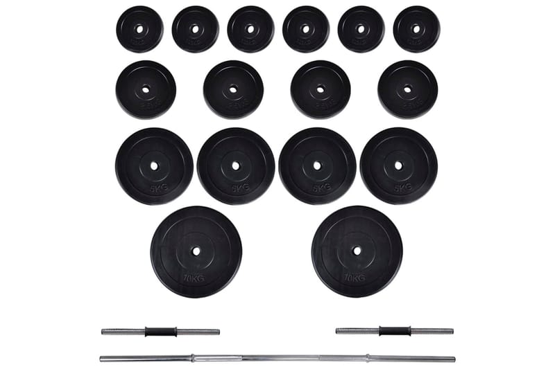 Treningsbenk med vektstang og manualsett 60,5 kg - Sport & fritid - Hjemmetrening - Treningsutstyr - Treningsbenk & benkpress benk