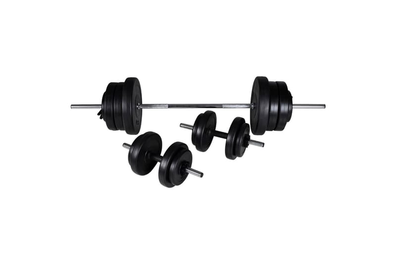 Treningsbenk med vektstang og manualsett 60,5 kg - Sport & fritid - Hjemmetrening - Treningsutstyr - Treningsbenk & benkpress benk