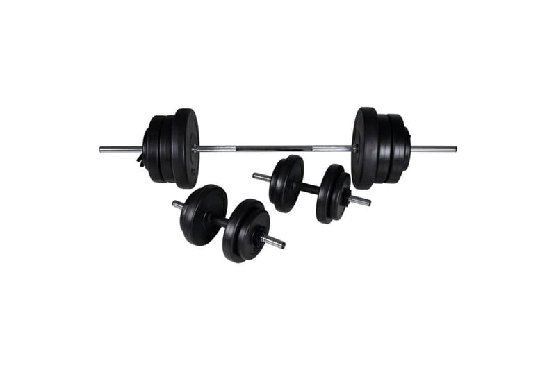 Treningsbenk med vektstativ, vektstang og manualsett 60,5 kg - Sport & fritid - Hjemmetrening - Treningsutstyr - Treningsbenk & benkpress benk