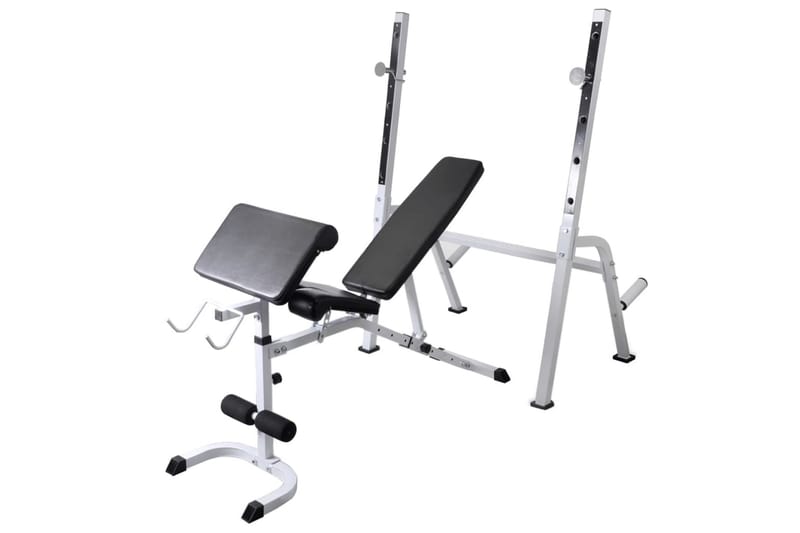 Treningsbenk med vektstativ, vektstang og manualsett 60,5kg - Sport & fritid - Hjemmetrening - Treningsutstyr - Treningsbenk & benkpress benk