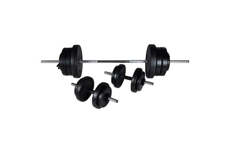 Treningsbenk med vektstativ, vektstang og manualsett 60,5kg - Sport & fritid - Hjemmetrening - Treningsutstyr - Treningsbenk & benkpress benk